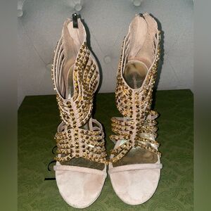 Zigi Soho Crystal Embellished Suede Women’s Caged/Gladiator Heels Size 10